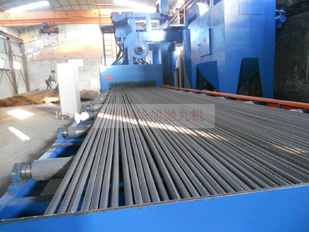 輥道通過式拋丸機批量清理鋼筋線材